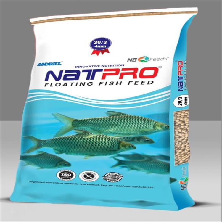 Natpro Floating Fish Feed 20% Protein, 3% Fat, Pellet Size 4.0mm